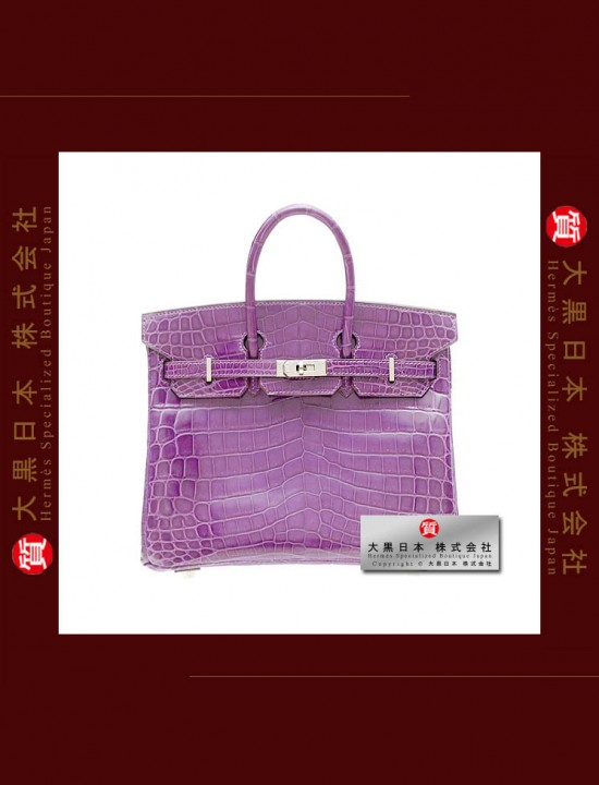 HERMES BIRKIN 25 (Brand-new) Violet / Purple, Niloticus crocodile skin, Phw