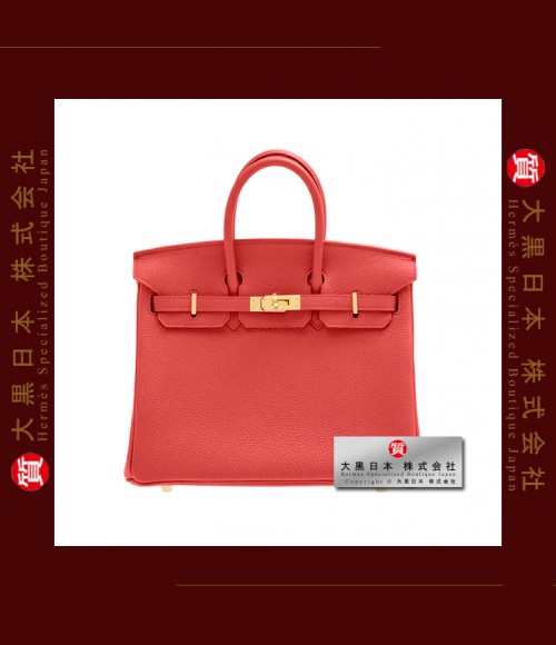 HERMES BIRKIN 25 (Pre-owned) - Rouge casaque, Togo leather, Ghw