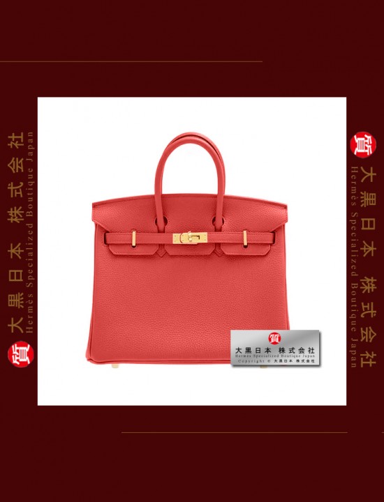 HERMES BIRKIN 25 (Pre-owned) - Rouge casaque, Togo leather, Ghw