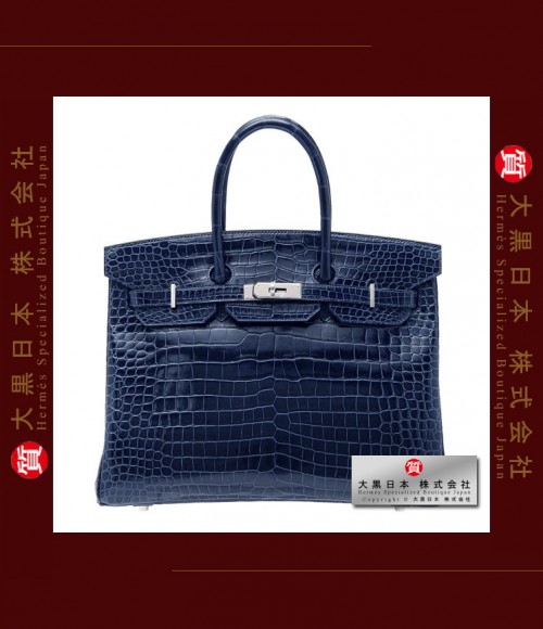 HERMES BIRKIN 35 (Pre-owned) - Abysse blue, Porosus crocodile skin, Phw