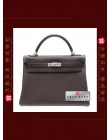 HERMES KELLY 32 (Pre-owned) retourne, Chocolat/Chocolate, Clemence leather, Phw