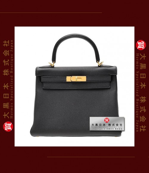 HERMES KELLY 28 (Pre-owned) - Retourne, Black, Togo leather, Ghw