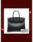 HERMES SO-BLACK BIRKIN 30 (Pre-owned) Box calf leather, Black hardware